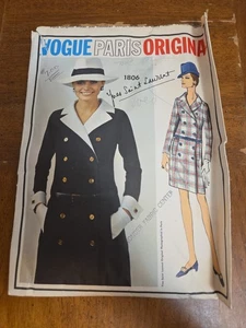 Vestido VOGUE Patrón Yves Saint Laurent #1806 Años 80 Talla 14 Busto 34 Cadera 36 Corte De Colección - Imagen 1 de 5