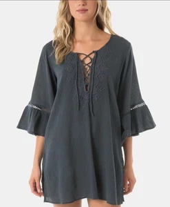 O'Neill Juniors' Salt Water Solids Cover-Up Swim Dress Slate Size X-Small - Picture 1 of 2