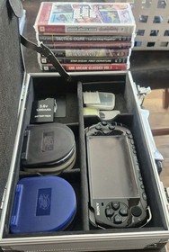 Near Mint, Barely Used, PSP Slim w/10 Games, Memory Sticks, Batteries, Case+