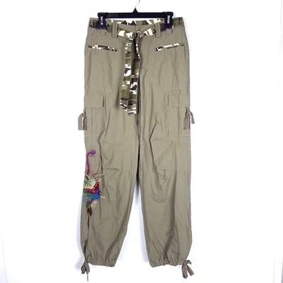 Buffalo David Bitton Y2K Cargo Embroidered Peacock Camo Casual Pants Size 26 - Image 1 of 4