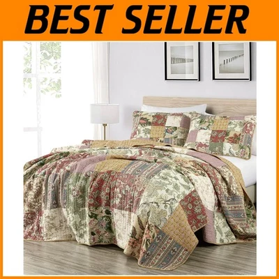 Juego de edredón vintage de algodón con retazos florales, King Foto 1 de 4