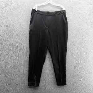 Chicos Pull On Satin Tapered Ankle Pants Size 2 US 12 Black Womens Party Dressy - Picture 1 of 12