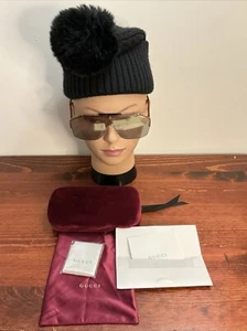 Authentic Gucci GG 0291S 005 Gold Metal Shield Mens Sunglasses + Case - Picture 1 of 15