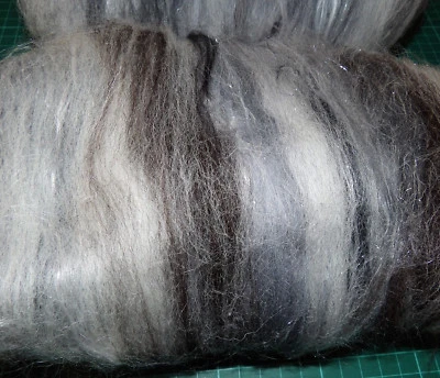 Granite Sparkle Carded Art Batt 100g-25g Merino Wool Silk Bamboo Felt or Spin - Image 1 of 4