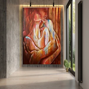 Romantic Couple Abstrct Art Canvas Painting Canvas Wall Art Home Decor Poster - Picture 1 of 14