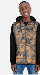 TIMBERLAND BOYS  MIXED MEDIA HOODED LIGHTWEIGHT JACKET(CAMO LACK XS 5/6)NWT - Picture 1 of 2