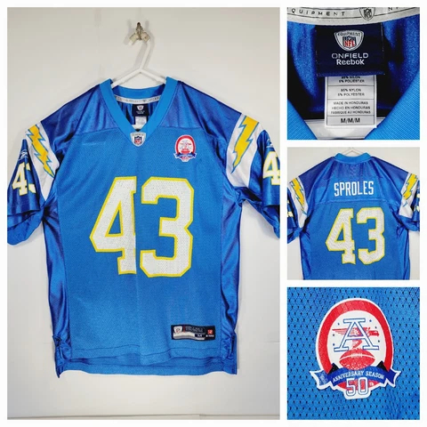 Reebok San Diego Chargers Darren Sproles #43 50th Anniversary Medium Jersey Blue Cover