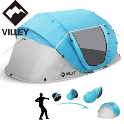 VILLEY 4 Persons Pop Up Waterproof Tent Automatic Setup Camping Tent 6.61 lbs - Image 1 of 4