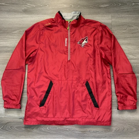 Reebok Center Ice Phoenix Coyotes Mens Large 1/2 Zip Pullover Windbreaker Jacket Cover