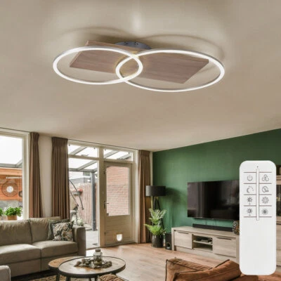 Plafoniera Lampada Wood Sala Pranzo LED Regolatore Telecomando - Immagine 1 di 4