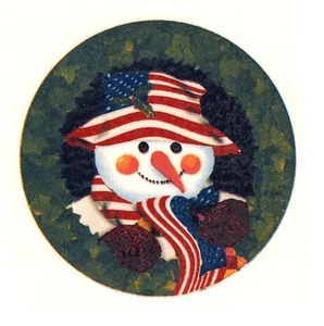 Weihnachten patriotischer Schneemann Blätter 1 Stck. 8" Überglasung Wasserrutsche Keramik Aufkleber - Bild 1 von 1