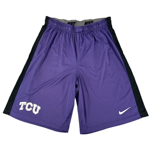 Nike TCU Horned Frogs Athletic Training Shorts Mens Size Large Purple Dri Fit Cover