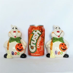 Halloween Ghost Bank Figurine Coin Bank 2 pc Set NEW In Box Ghost 'BOO' Ceramic - Picture 1 of 12