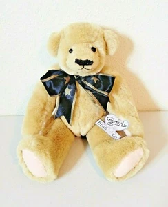 Annette Funicello Collectible Jointed Bear Plush w/Black Stars Bow & Tag 13" - Picture 1 of 6