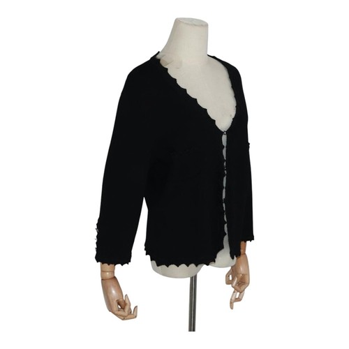CHANEL Cardigan Lana 46 Nero CC Autentico FF0776V
