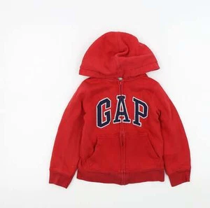 Gap Boys Red Collared Colourblock 100% Cotton Full Zip Jumper Size XS - Picture 1 of 12