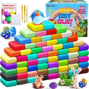 Air Dry Clay 64 Colors, Modeling Clay for Kids, DIY Molding Magic Clay, Gift for - Picture 1 of 16
