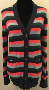 Anthropologie By Moth Womens Jamison Cardigan Medium Multicolor Stripe Cotton  - Picture 1 of 12