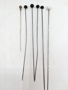 LOT 6 Hat Pins Cloche Victorian ANTIQUE Glass Celluloid Drop Edwardian AN36-22 - Picture 1 of 3