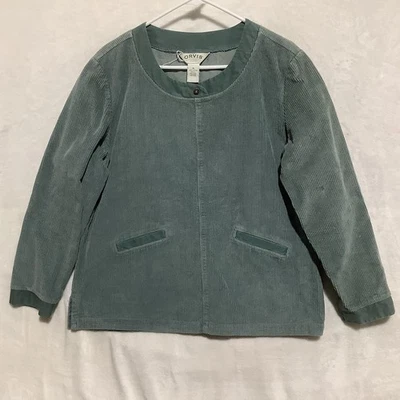 Vintage Orvis Corduroy Pullover Top Green Womens M Pockets Cottage Granny Chore - Image 1 of 4
