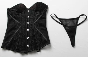 Adore Me Women's Padma Sweetheart Corset & G-String Set ZG3 Black Size XS NWT - Picture 1 of 9