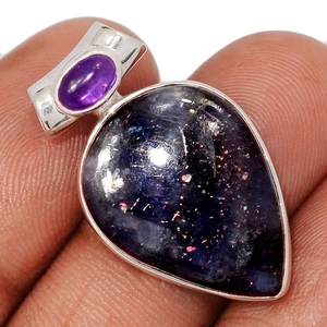 Natural Sunstone In Iolite & Amethyst 925 Silver Pendants Jewelry CP75813 - Picture 1 of 1