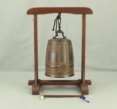 紫雲 Campana Colgante de Bronce Shiun 喚鐘 'Kansho' 21 cm Pequeña Campana de Templo con Caja Foto 1 de 4