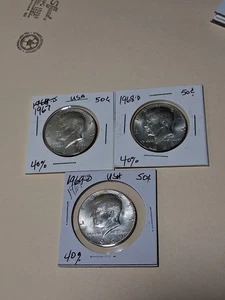3 Kennedy 40% Silver Half Dollars - Picture 1 of 2