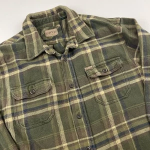 Orvis Big Bear Flannel Shirt Jacket Men’s XL Heavy Weight Button Up Plaid Green - Picture 1 of 12