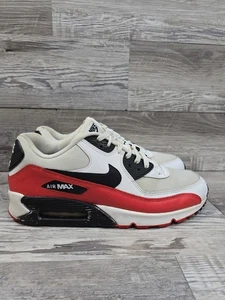 Nike Air Max 90 Essential White Black & Red Mens Size 14 Shoes Sneakers Lace Up - Foto 1 di 13