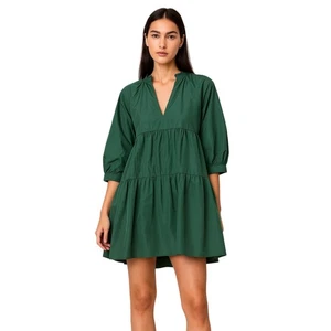 ZARA Green Tiered V Neck Long Sleeve Midi Dress L Fairycore  soft girl 80-320 - Picture 1 of 15