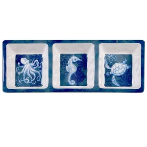 Certified Intl 28198 Oceanic 3-Section Melamine Relish Tray, 14.5" Length - Picture 1 of 1
