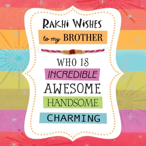 Tarjeta Rahki Wishes to my Incredible Awesome Brother Raksha Bandhan con hilo Br - Imagen 1 de 1