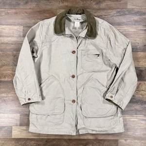 Chaqueta LL Bean vintage para mujer grande beige lona abrigo pesado tareas de granero - Imagen 1 de 12