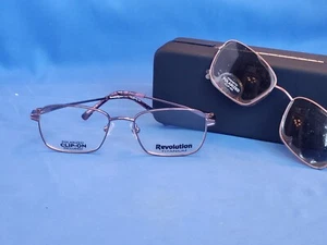 New Women's Revolution Eyeglass Frame w/ Polarized Clip Clara Rose Metal 50-17 - Picture 1 of 16