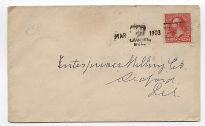 1903 Laurel DE RFD handstamp cover to Seaford 2ct 1st bureau [S.4172] - Image 1 of 3