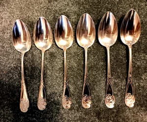 A set of 6 antique WMF ivy efeu art nouveau soup / dessert spoons - Picture 1 of 10
