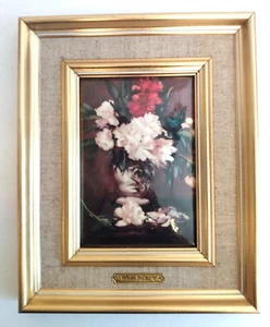 Helca dipinto smaltato francese su convesso rame martellato manet vaso di peonie - Foto 1 di 7