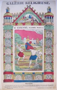 Imagerie populaire religieuse, Pellerin, Epinal, St Etienne, bois gravé - Bild 1 von 5