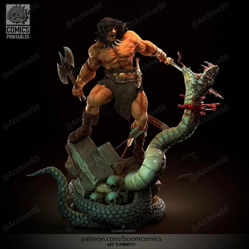 Kit Modelo Estatua Escultura Resina Conan vs. Serpiente Sin Pintar/Sin Montar Foto 1 de 1