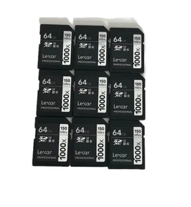 (LOT OF 9) Lexar 64GB Professional 1000x UHS-II SDXC Memory Card - Picture 1 of 3