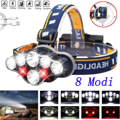 Super Hell 200000LM LED Stirnlampe Scheinwerfer Kopflampe USB AKKU Taschenlampe - Bild 1 von 4