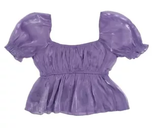 Thirty Thirty, crop top, with puff sleeves, purple glitter, size S, NWT - Picture 1 of 7