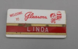 Vintage Gleasons Restaurant Name Tag Linda Buffalo New York Closed Permanently - Picture 1 of 5