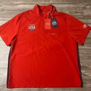 FIGS Team USA Medical Team Men’s 2XL Red Scrub Top/Shirt, New With Tags - Picture 1 of 10