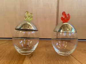 Alessi OVO Red Green Glass Jar Canister H12.5cm Pair Set Joanna Lyle - Picture 1 of 3