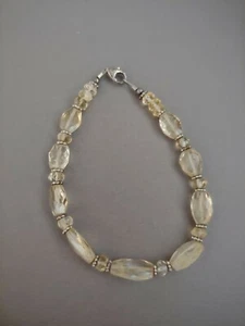 Vintage bracelet yellow faceted citrine beads sterling silver 7" long - Picture 1 of 4