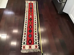 Kelim handgewebte Wolle Tischläufer 79"x16" - Bild 1 von 18
