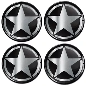 4 adesivi silicone 60 mm per coprimozzo centrale ruota coprimozzo distintivo stella argento - Foto 1 di 4