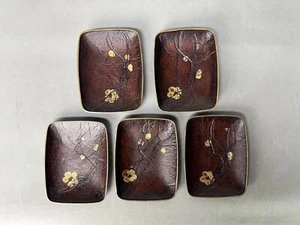 Y8992 SCHÜSSEL Makie kleine Teller 5er Set signiert Kirschblüten Japan antik - Bild 1 von 10